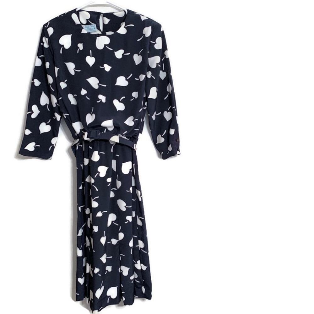 VINTAGE 80s Navy Shirt Dress S  Spades Gambling Dark Academia DEADSTOCK